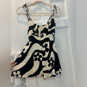 Urban Outfitters Black and White Spaghetti Strap Mini Sundress